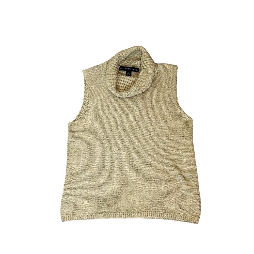 Josephine Chaus Cowl Neck Tank — Gold Sparkle Shimmer Top, Size Large
